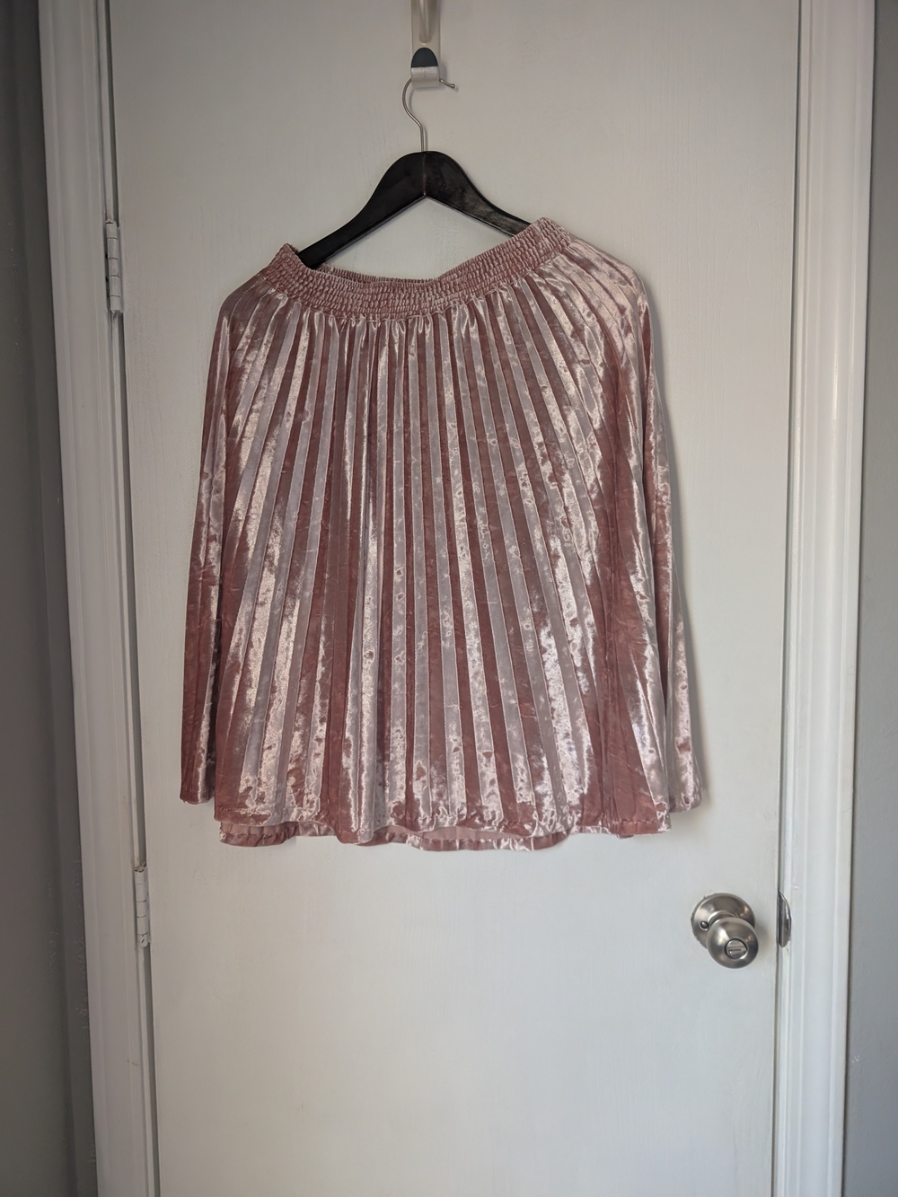 Pleated Velvet Skater Skirt - Dusty Rose